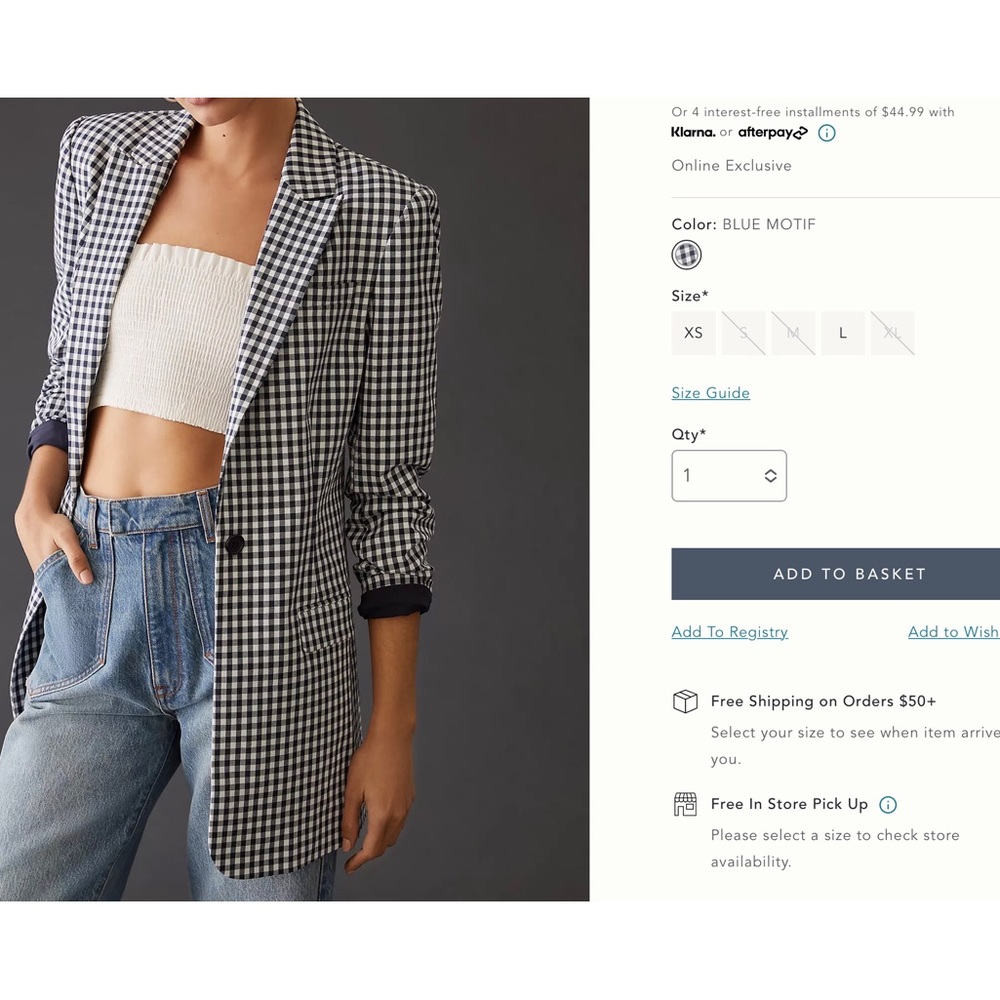 MOVING SALE!! Anthropologie Checker Blazer